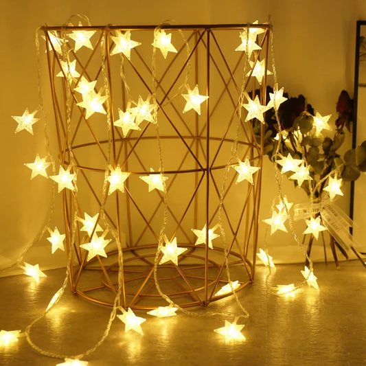 Star LED String Lights – Warm & Multicolor Garland for Indoor/Outdoor Decor