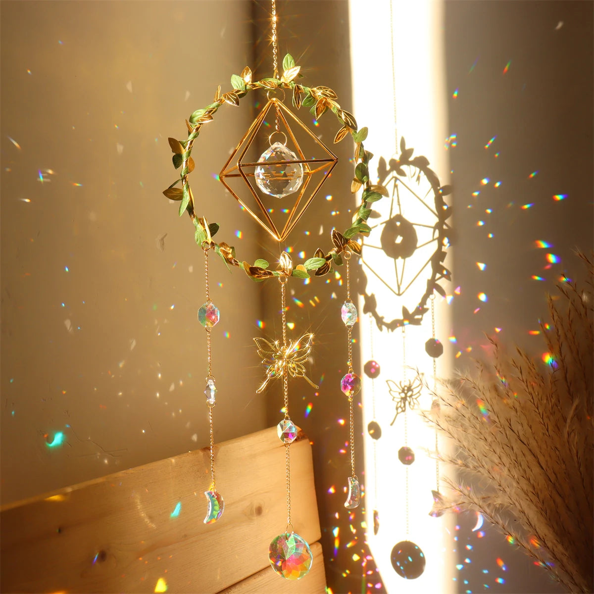 Butterfly & Vine Crystal Wind Chime – Rainbow Chaser & Hanging Sun Catcher