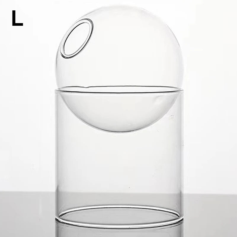 Mini Round Glass Vase – Borosilicate Hydroponic Vessel for Flowers & Cuttings
