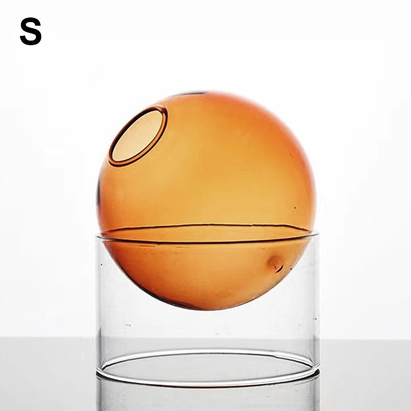 Mini Round Glass Vase – Borosilicate Hydroponic Vessel for Flowers & Cuttings