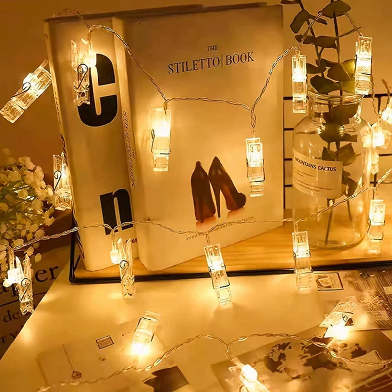 Photo Clip Fairy String Lights – Warm LED Clips for Photos, Cards & Decor