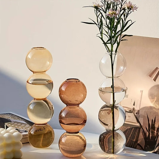 Nordic Glass Bubble Vase – Clear Hydroponic Planter for Modern Minimalist Spaces