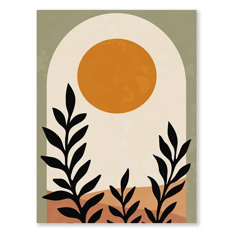 Bohemian Abstract Canvas Art – Beige, Green & Terracotta Print