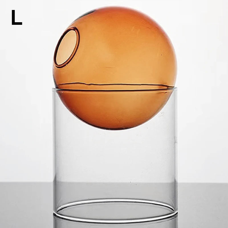 Mini Round Glass Vase – Borosilicate Hydroponic Vessel for Flowers & Cuttings