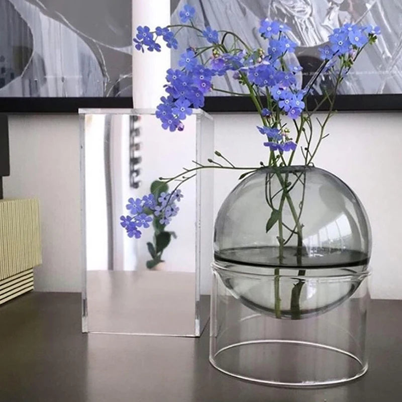 Mini Round Glass Vase – Borosilicate Hydroponic Vessel for Flowers & Cuttings