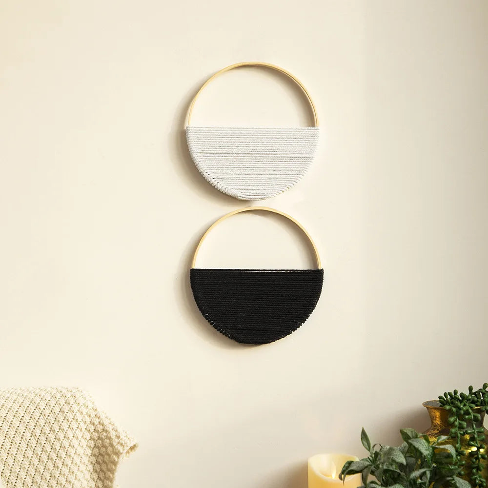 2-Piece Round Macrame Wall Hanging Set – Boho Cotton Wall Art for Home & Nursery
