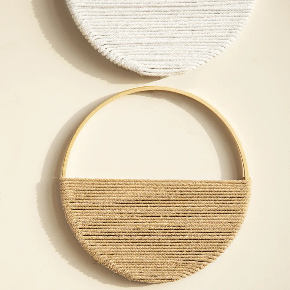 2-Piece Round Macrame Wall Hanging Set – Boho Cotton Wall Art for Home & Nursery
