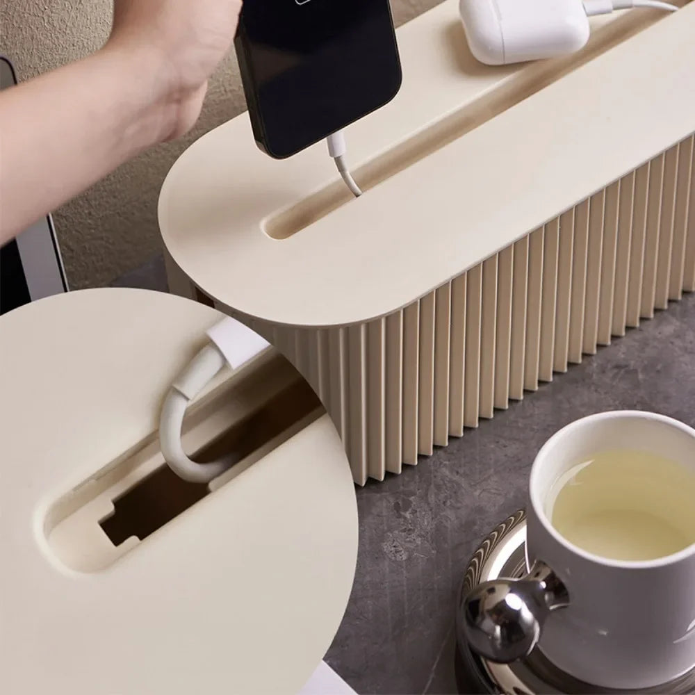 Modern Cable Organizer Box – Nordic Style with Phone Holder