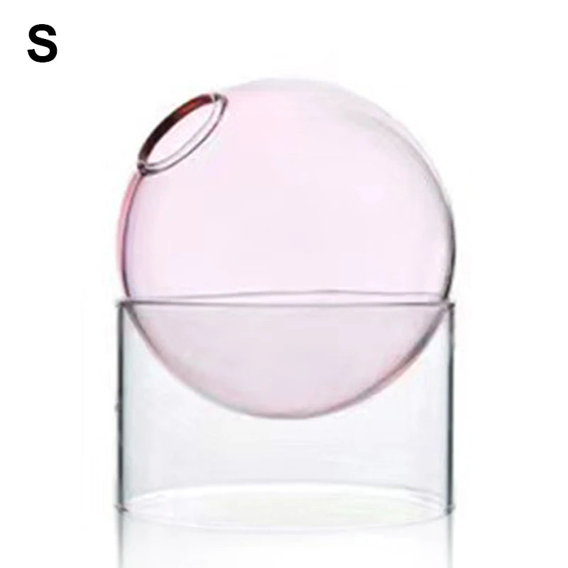 Mini Round Glass Vase – Borosilicate Hydroponic Vessel for Flowers & Cuttings