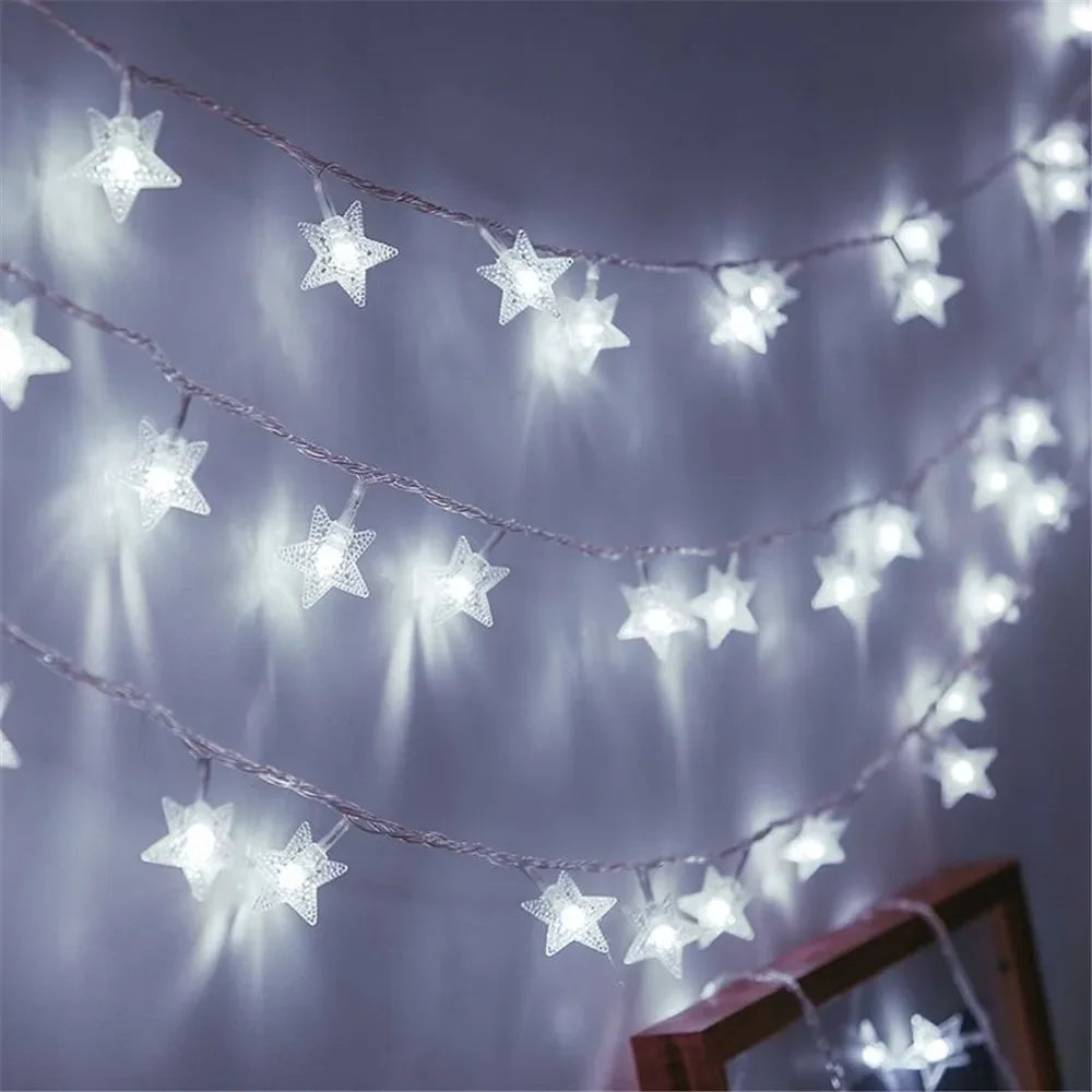 Star LED String Lights – Warm & Multicolor Garland for Indoor/Outdoor Decor