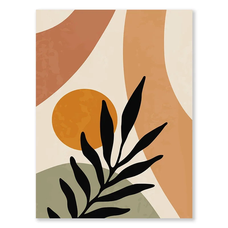 Bohemian Abstract Canvas Art – Beige, Green & Terracotta Print