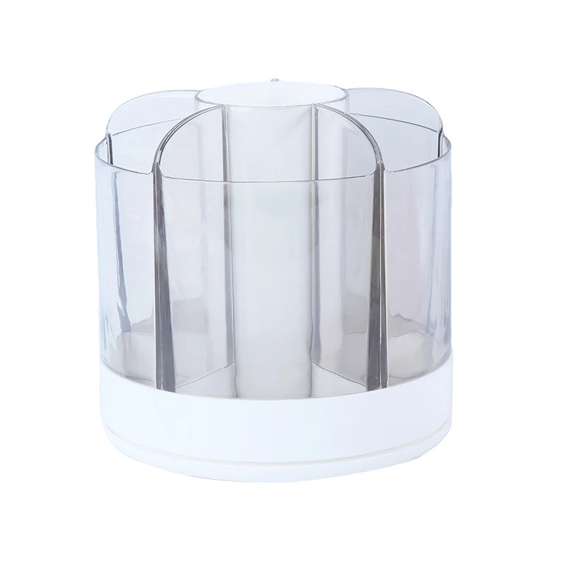 Rotating Brush & Cosmetic Organizer – Minimalist Desktop Storage Compartment
