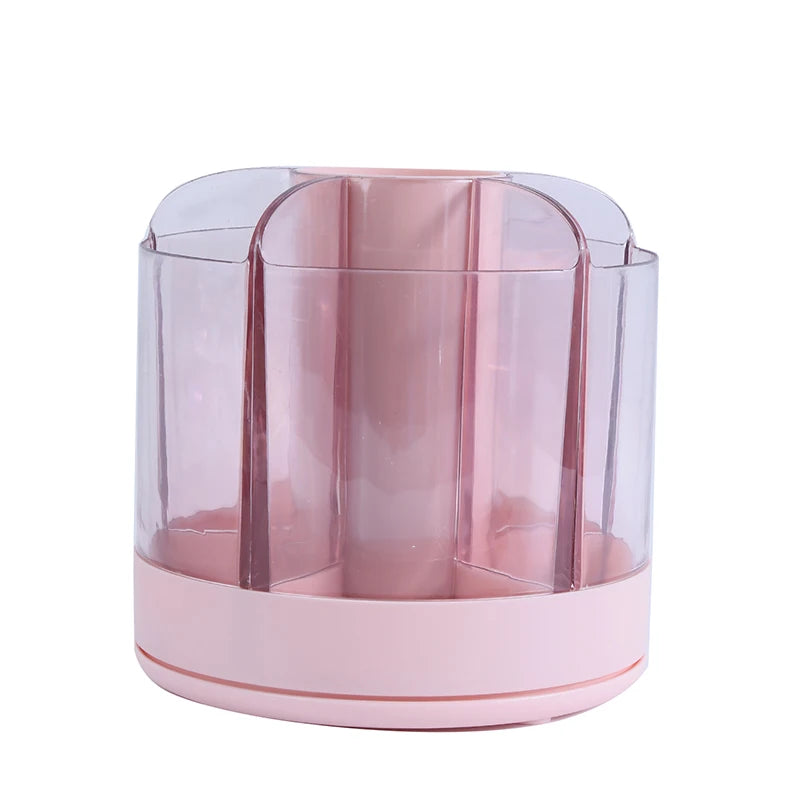 Rotating Brush & Cosmetic Organizer – Minimalist Desktop Storage Compartment