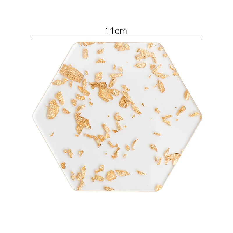 Gold Foil Acrylic Coasters – Set of 6 for Coffee, Tea & Table Styling