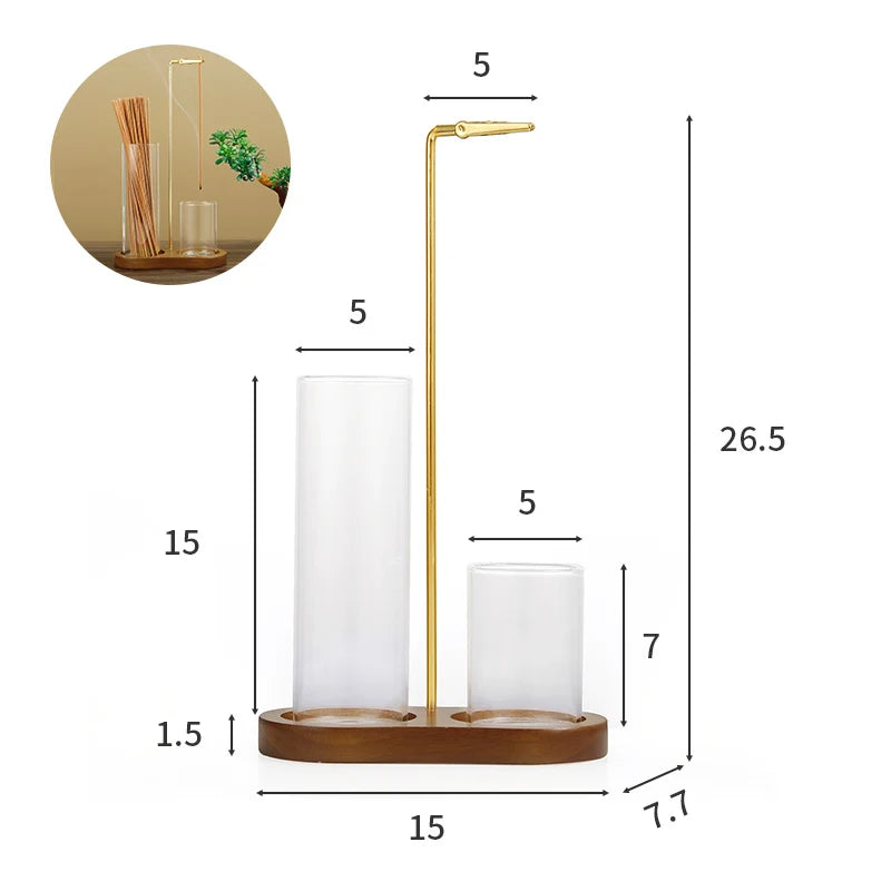 2-in-1 Glass Incense Holder – Anti-Ash Burner with Removable Catcher & Stick Organizer