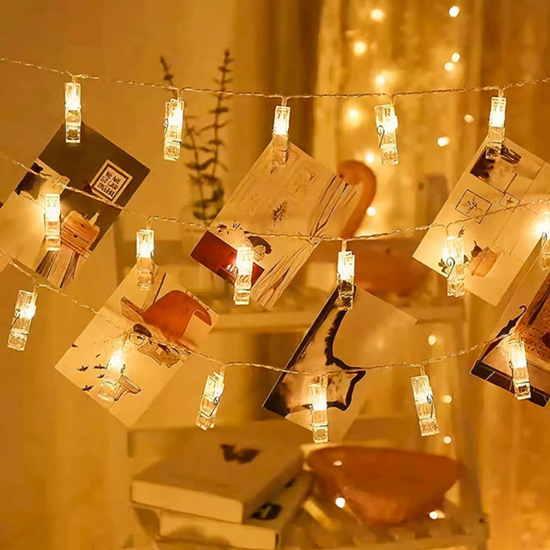 Photo Clip Fairy String Lights – Warm LED Clips for Photos, Cards & Decor