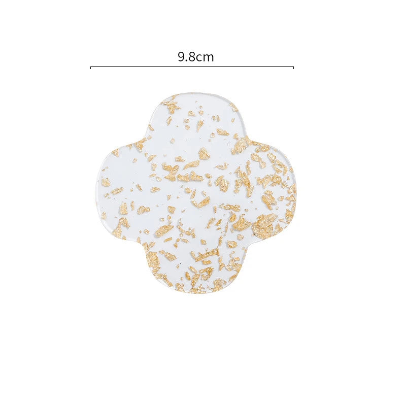 Gold Foil Acrylic Coasters – Set of 6 for Coffee, Tea & Table Styling