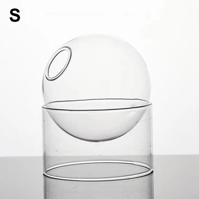 Mini Round Glass Vase – Borosilicate Hydroponic Vessel for Flowers & Cuttings