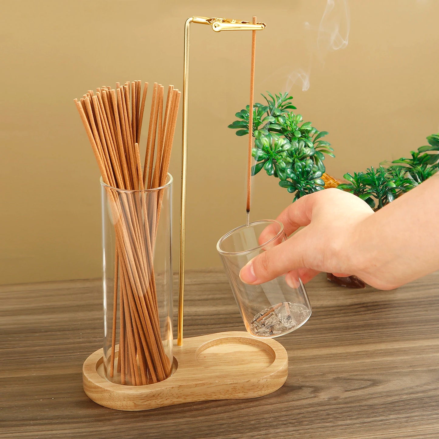 2-in-1 Glass Incense Holder – Anti-Ash Burner with Removable Catcher & Stick Organizer