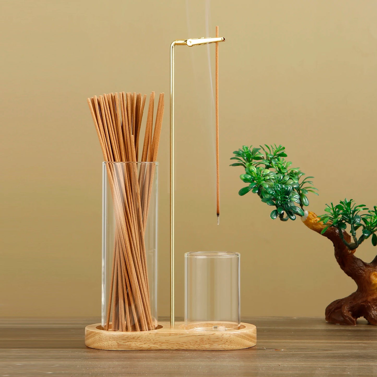 2-in-1 Glass Incense Holder – Anti-Ash Burner with Removable Catcher & Stick Organizer