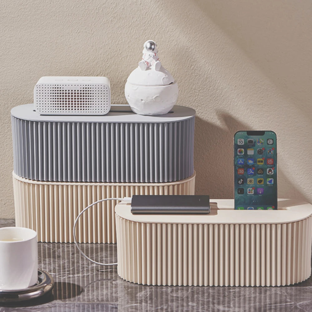 Modern Cable Organizer Box – Nordic Style with Phone Holder