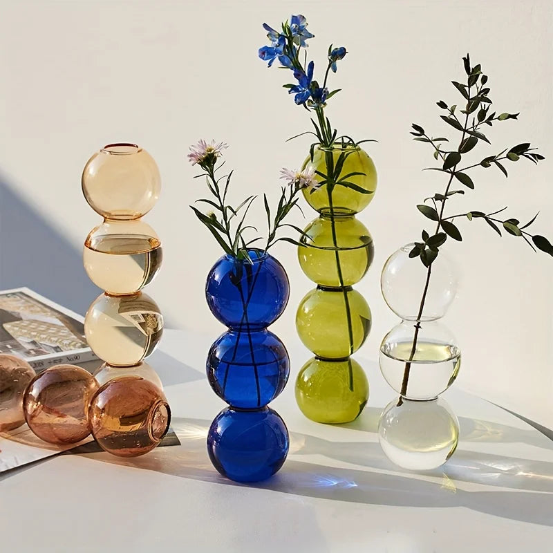 Nordic Glass Bubble Vase – Clear Hydroponic Planter for Modern Minimalist Spaces