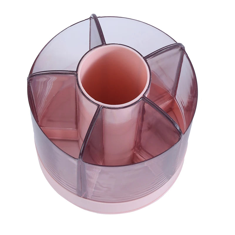 Rotating Brush & Cosmetic Organizer – Minimalist Desktop Storage Compartment